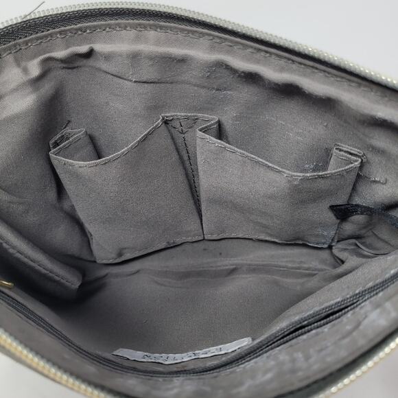 Kenneth Cole Reaction Women's Mini Lasso Cross Body Bag Silver Grey Suede Gold - Picture 3 of 6